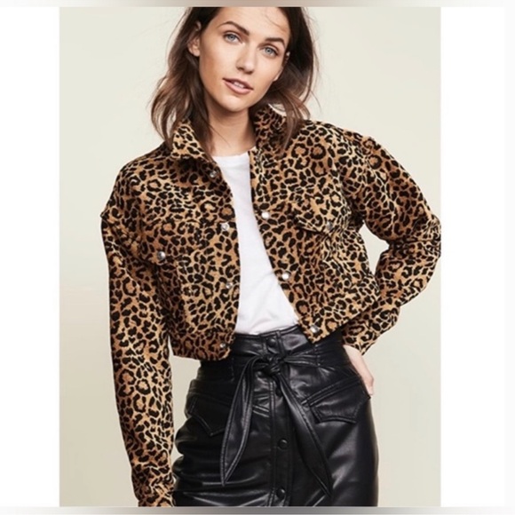 RE DONE cheetah leopard print cropped button front jacket size small - Picture 8 of 10
